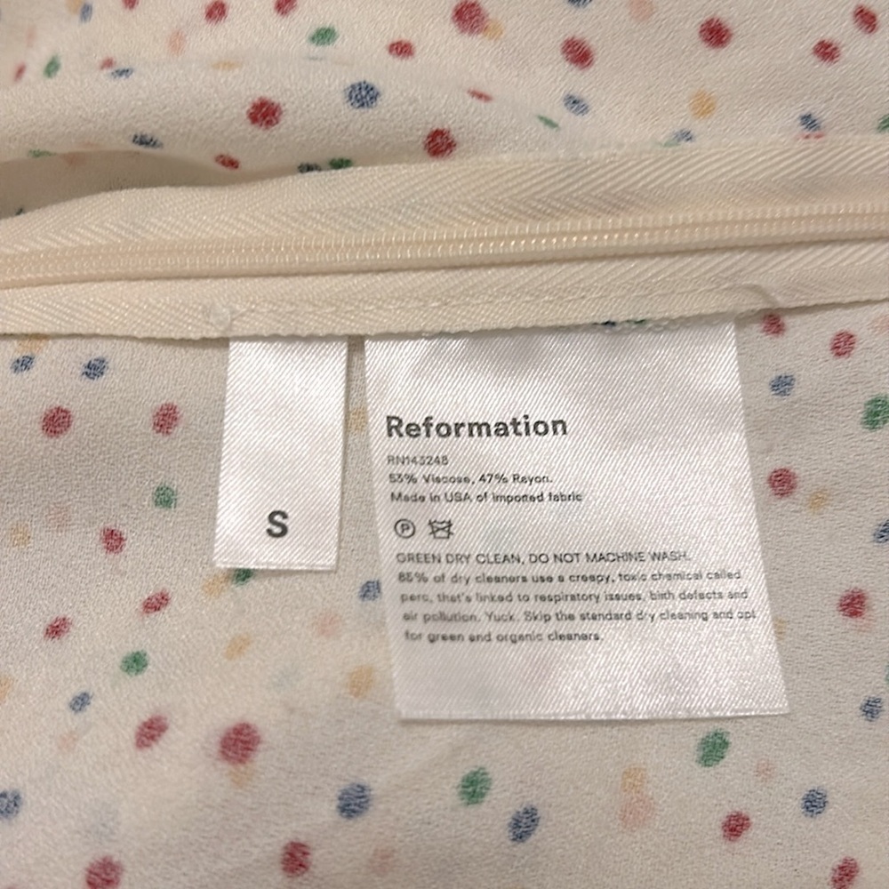 Reformation Francine One Sleeve Shoulder Top Birthday Polka Dot Size Small - Picture 16 of 16